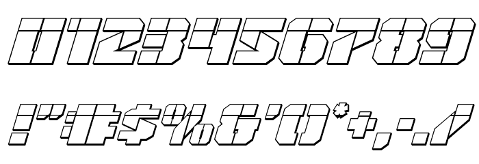 Warp Thruster 3D Laser Italic Font OTHER CHARS