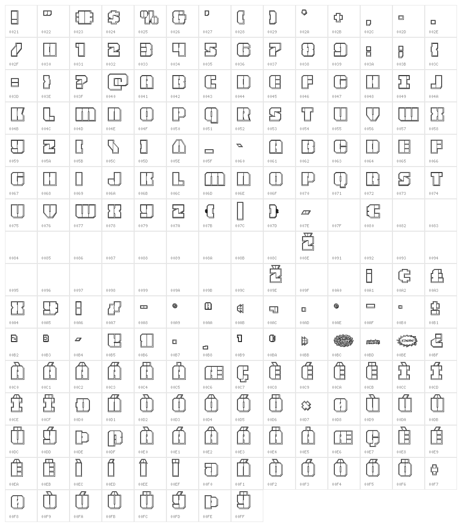 Warp Thruster Engraved Regular Character Map