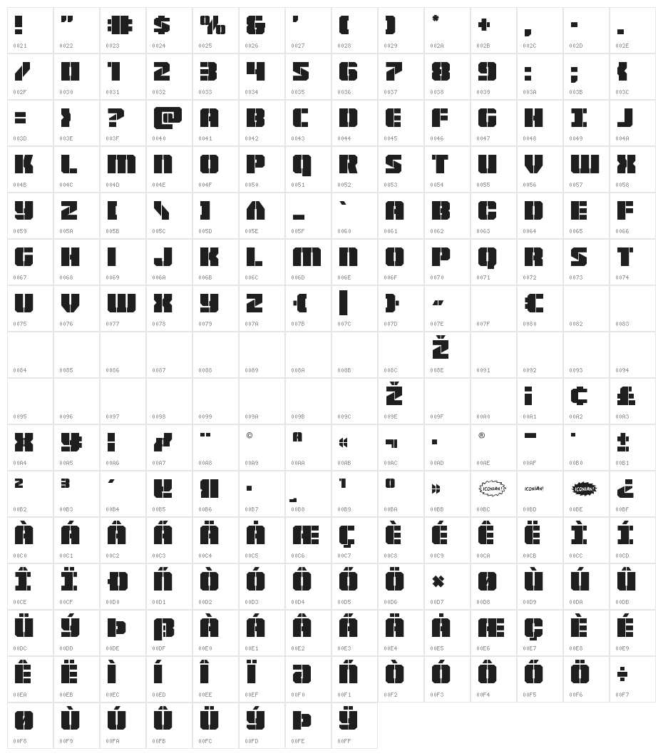 Warp Thruster Regular Character Map