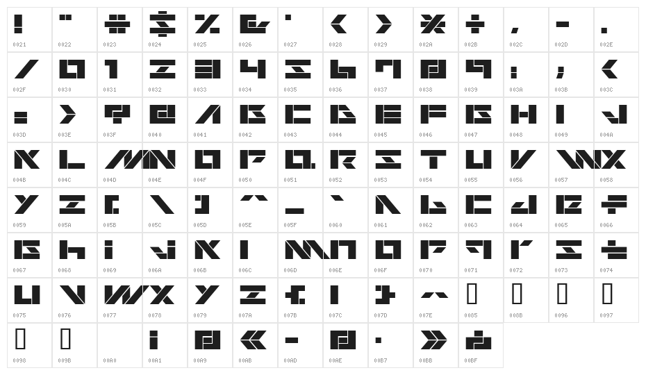 WarpAL Character Map