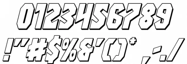 Warrior Nation 3D Italic Font OTHER CHARS