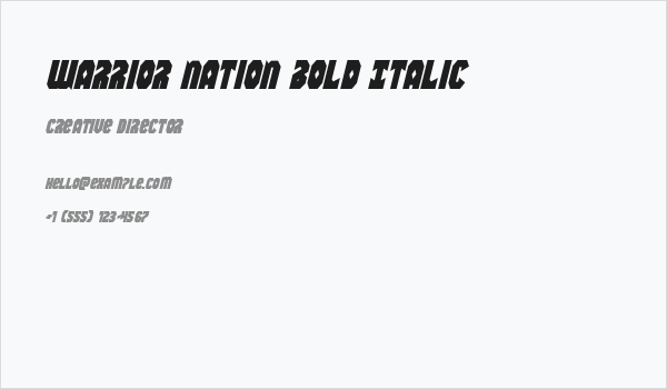 Warrior Nation Bold Italic Business Card