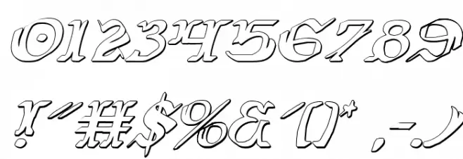 Wars of Asgard 3D Italic Font OTHER CHARS