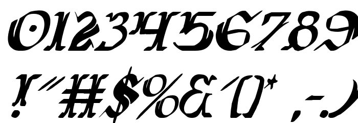 Wars of Asgard Condensed Italic Font OTHER CHARS