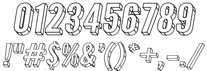 Warsaw Gothic Extended 3D Oblique Font OTHER CHARS