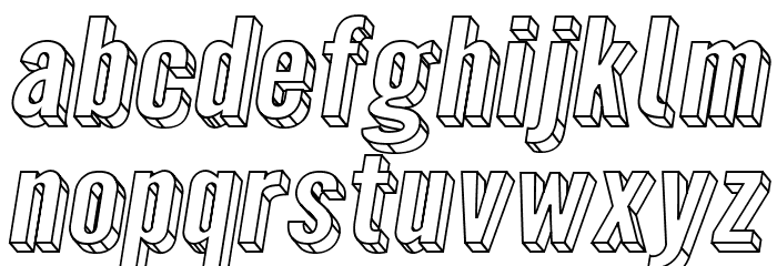 Warsaw Gothic Extended 3D Oblique Font LOWERCASE
