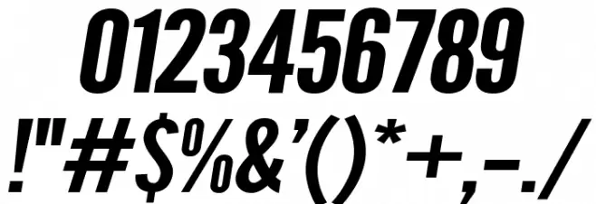 Warsaw Gothic Extended Oblique Font OTHER CHARS