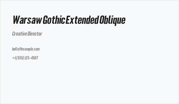 Warsaw Gothic Extended Oblique Business Card