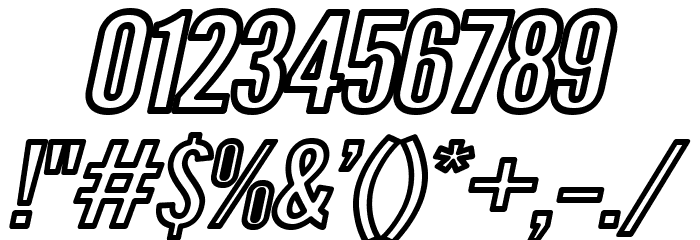 Warsaw Gothic Extended Outline Oblique Font OTHER CHARS