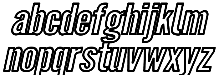 Warsaw Gothic Extended Outline Oblique Font LOWERCASE