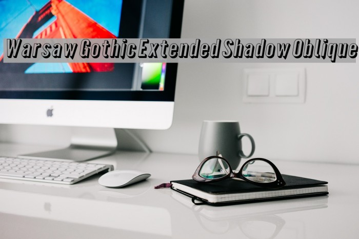Warsaw Gothic Extended Shadow Oblique फ़ॉन्ट examples