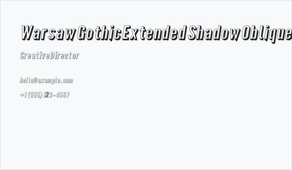Warsaw Gothic Extended Shadow Oblique Business Card