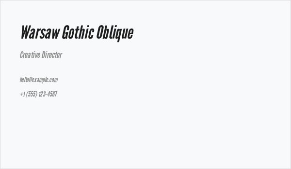 Warsaw Gothic Oblique Business Card
