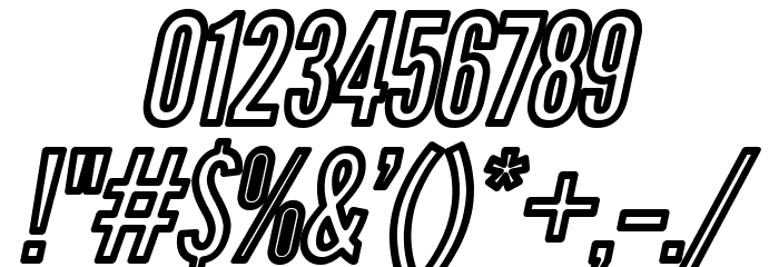 Warsaw Gothic Outline Oblique Font OTHER CHARS