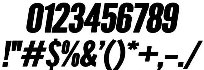 Warsaw Gothic Woodtype Oblique Font OTHER CHARS