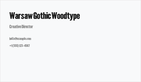 Warsaw Gothic Woodtype Business Card