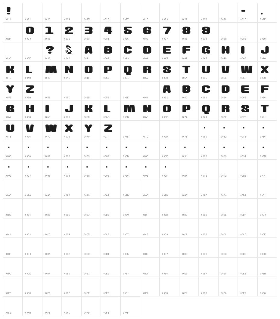 Wasabi-Gum__G Character Map