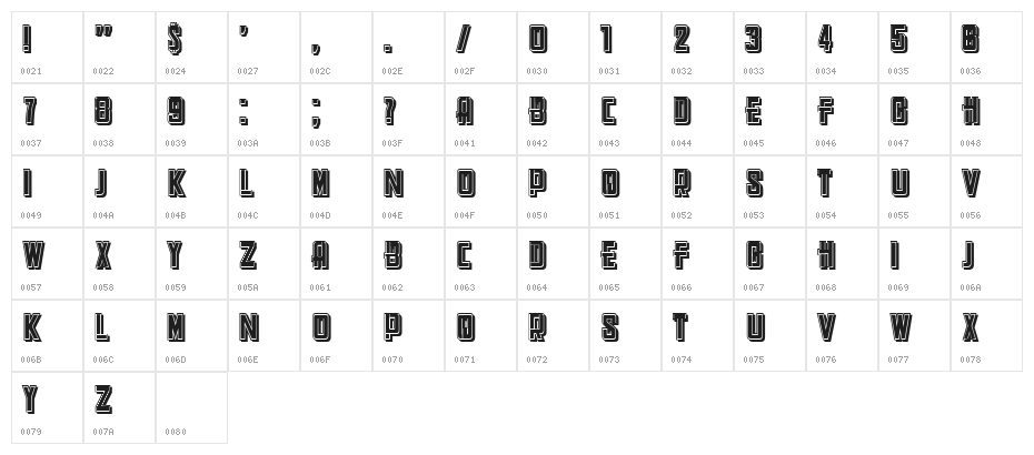 Washington Regular Character Map