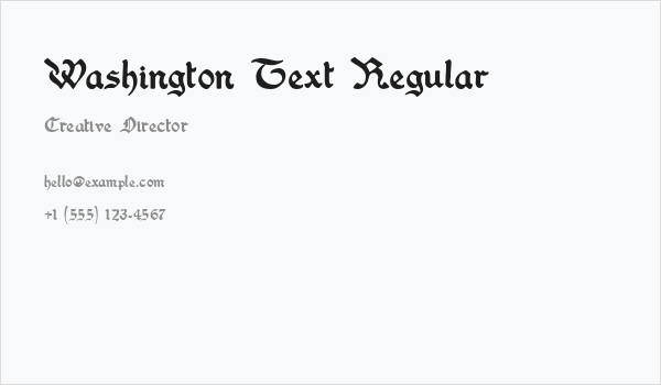 Washington Text Regular Business Card