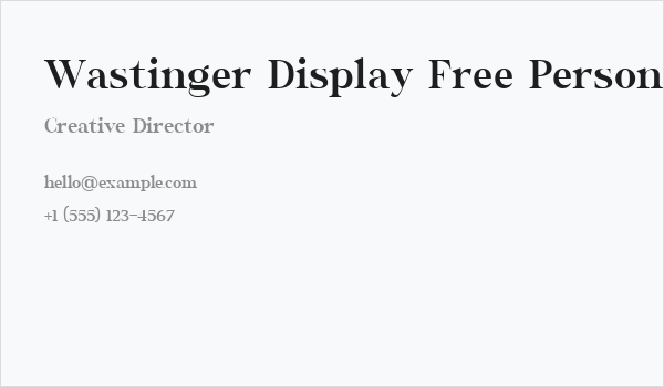 Wastinger Display Free Personal Business Card