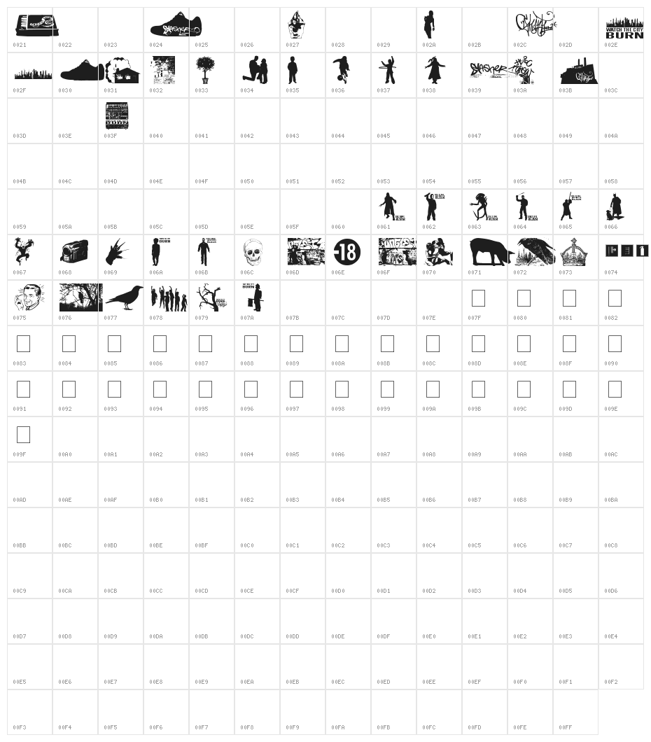 Watch The City Burn Character Map