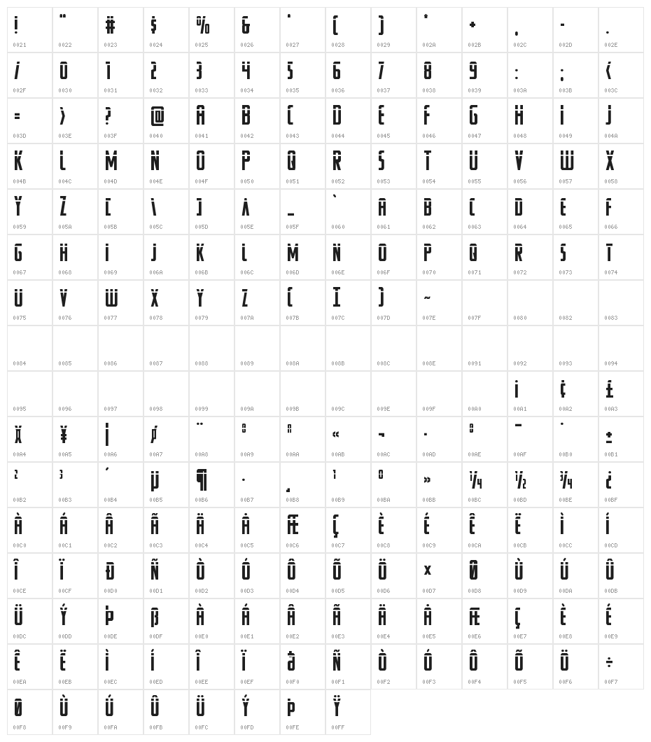 Watchtower Laser Character Map