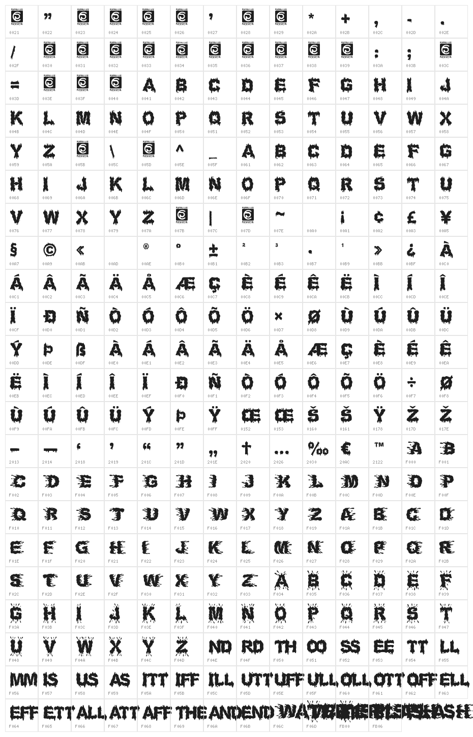 Water Splash Character Map