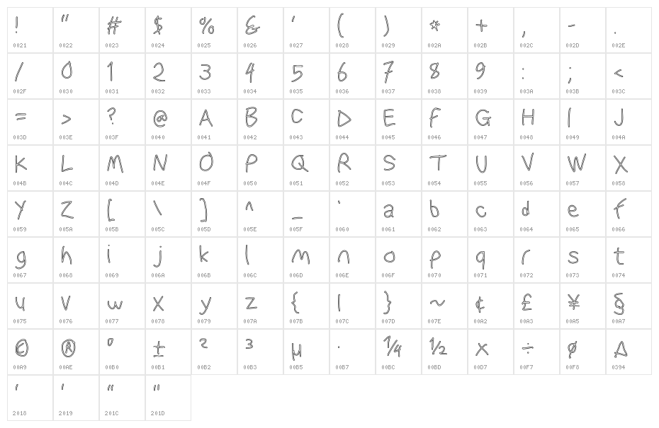 WaterFire Outline Character Map