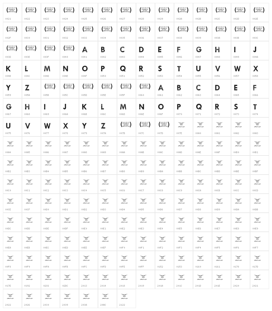 Waukegan Hustle Regular Character Map