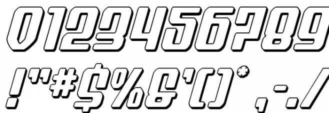 Wave Warrior 3D Italic Font OTHER CHARS