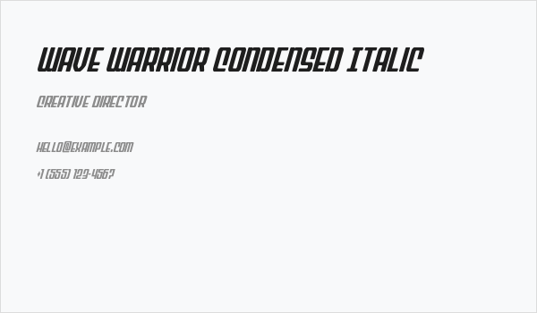 Wave Warrior Condensed Italic Business Card