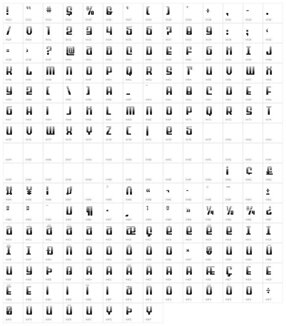 Wave Warrior Halftone Character Map