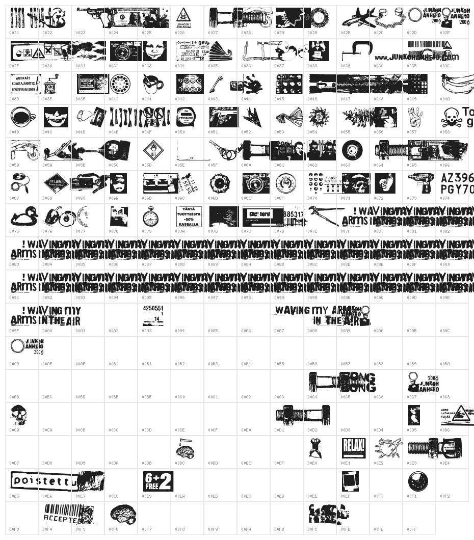 Waving My Arms in the Air Character Map