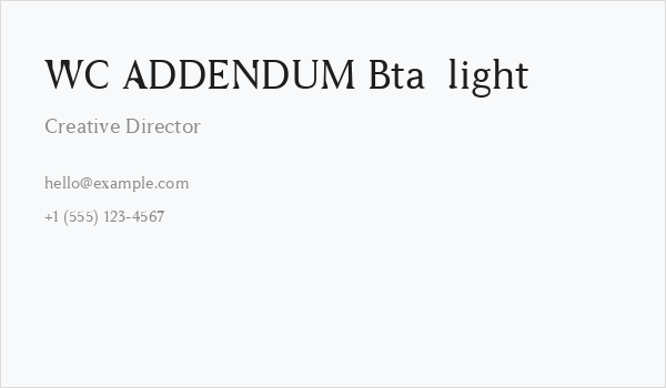 WC ADDENDUM Bta  light Business Card