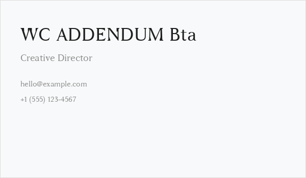 WC ADDENDUM Bta Business Card