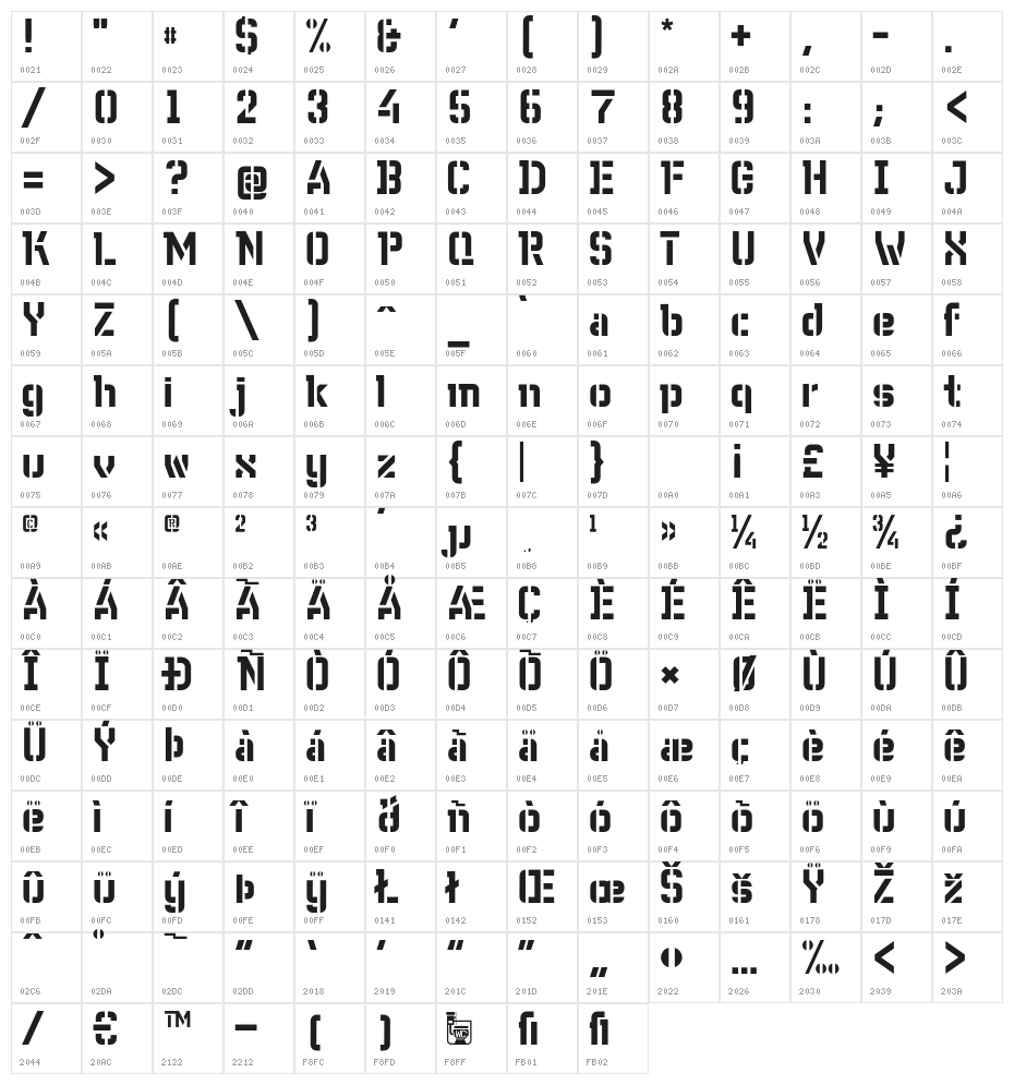 WCWunderbachBta-DemiBold Character Map