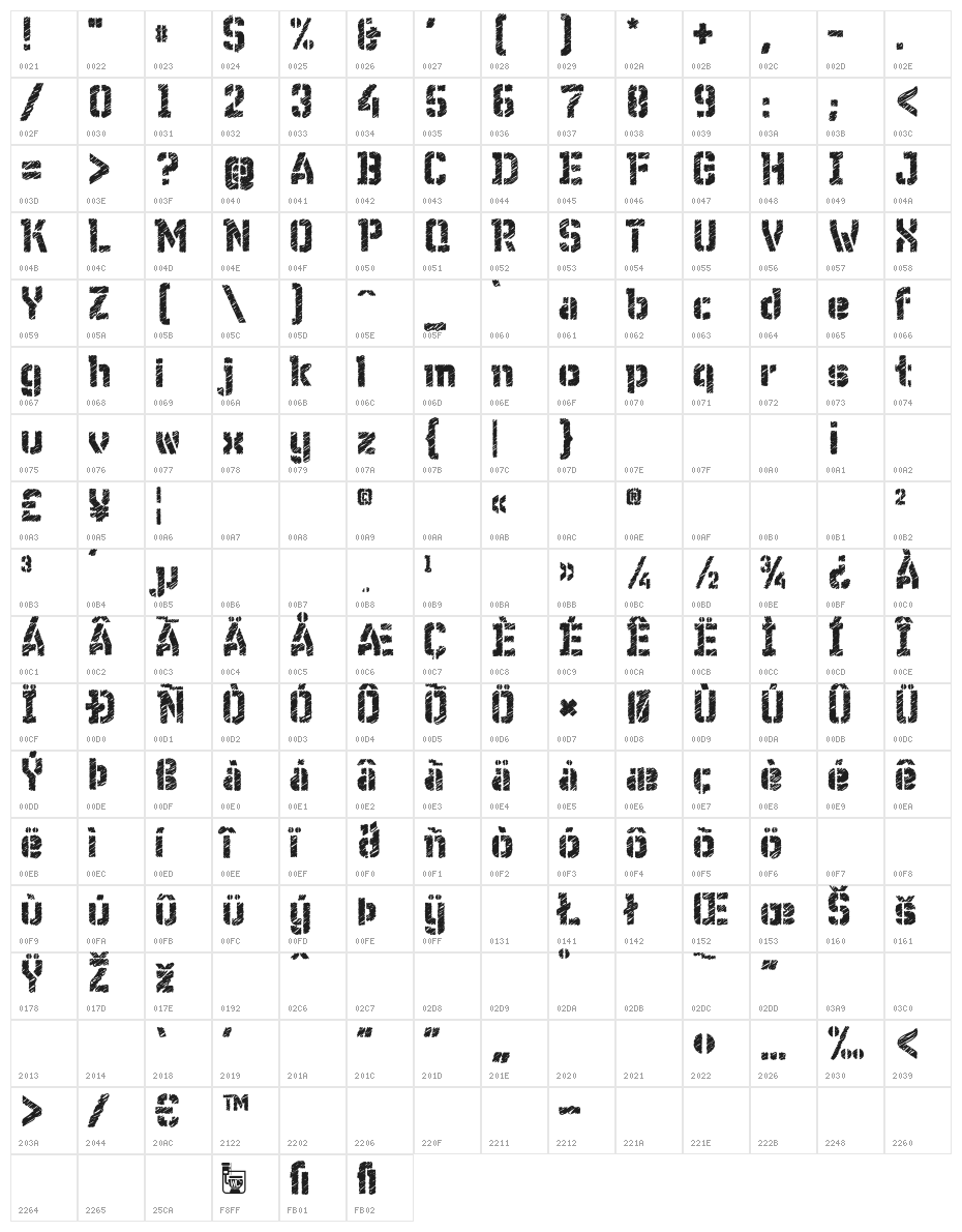 WCWunderbachRoughBta Character Map