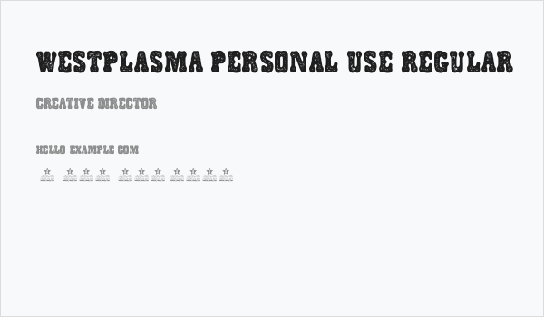 WESTPLASMA PERSONAL USE Regular Business Card