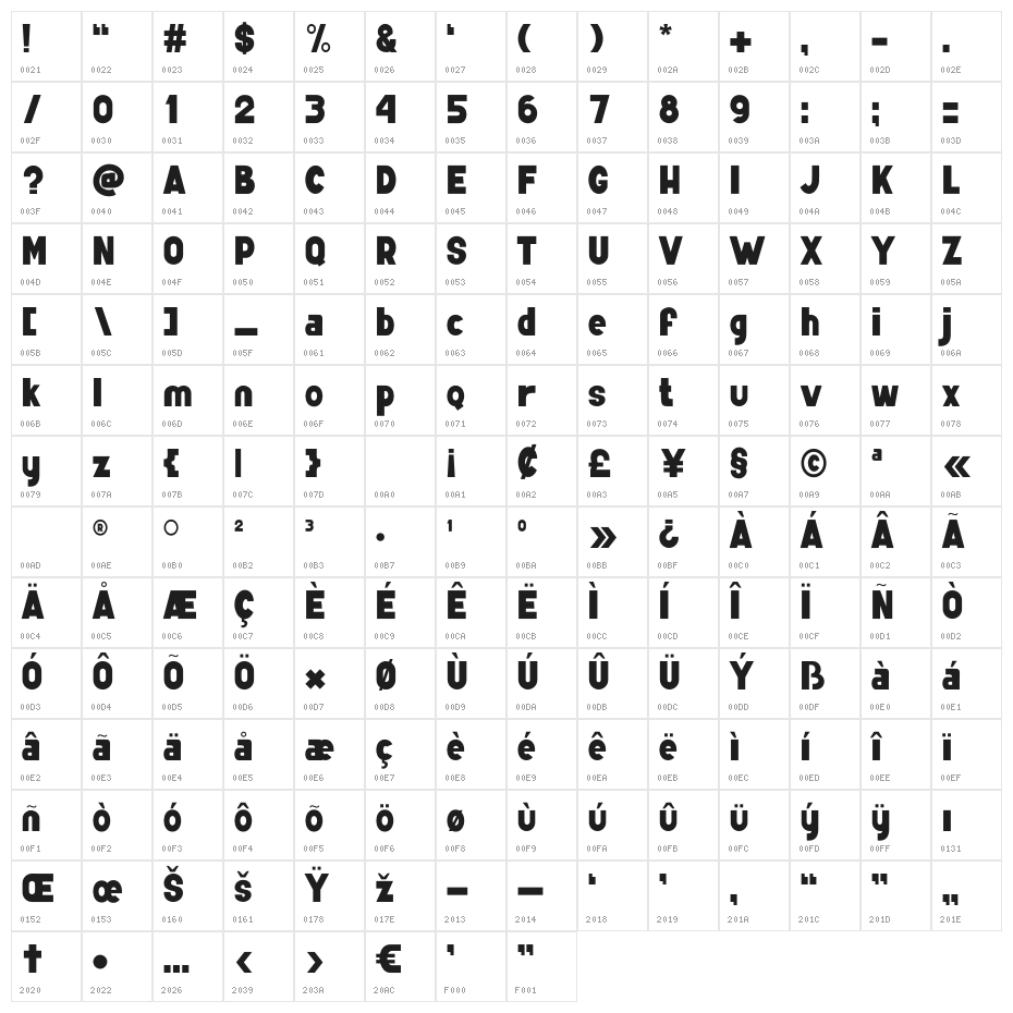 We Are DIMDAM BOLD Character Map