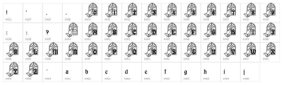We Pray Character Map