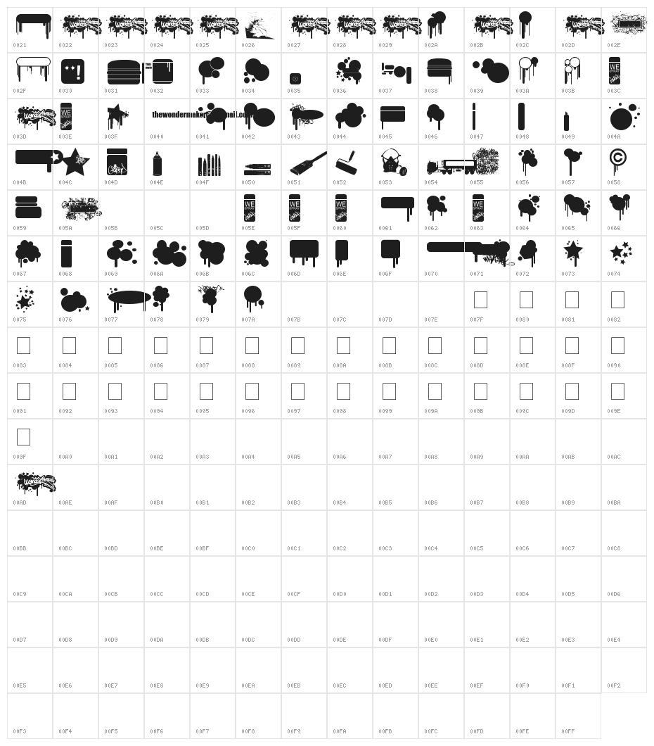 We Spray Character Map