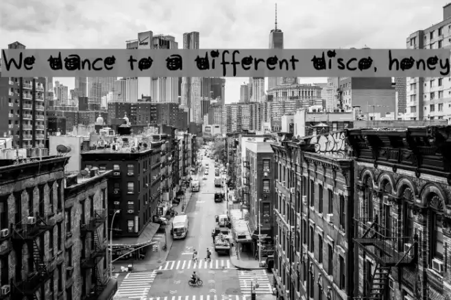 We dance to a different disco, honey Font examples