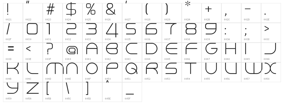 We2000 Character Map