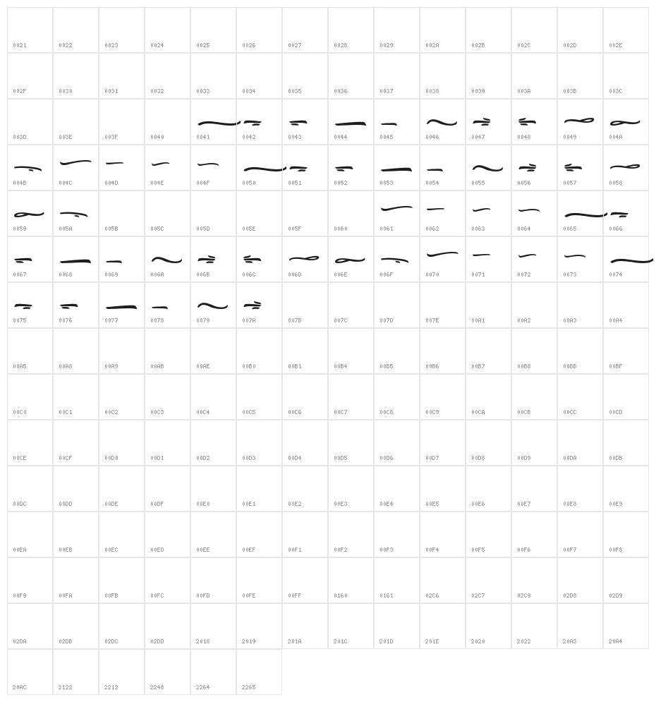 WeastreamSwash-Regular Character Map