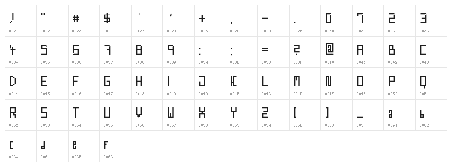 WebPixel Regular Character Map