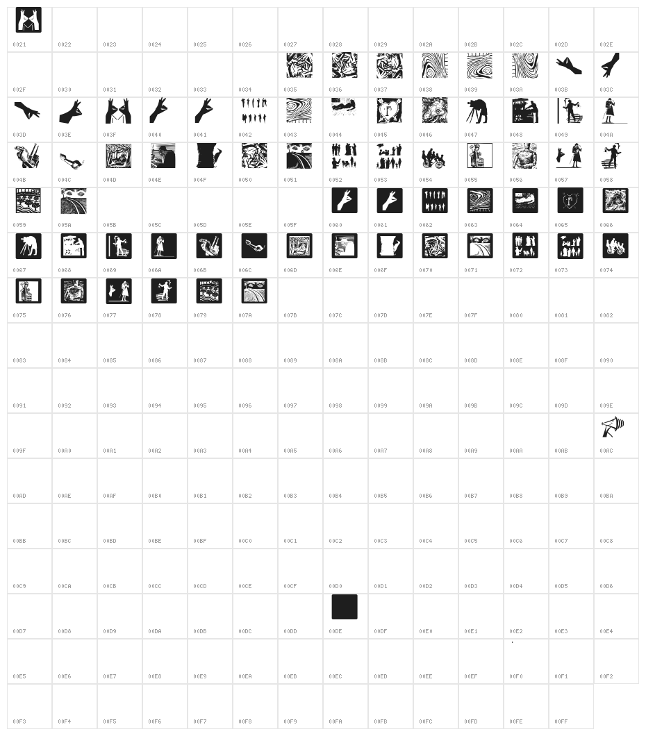 WebWoodCuts Character Map