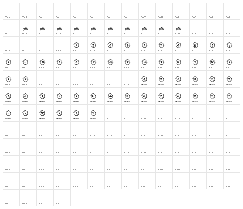 Webi Halloween Monogram Regular Character Map