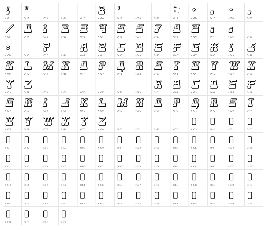 WebsterWorld-Regular Character Map