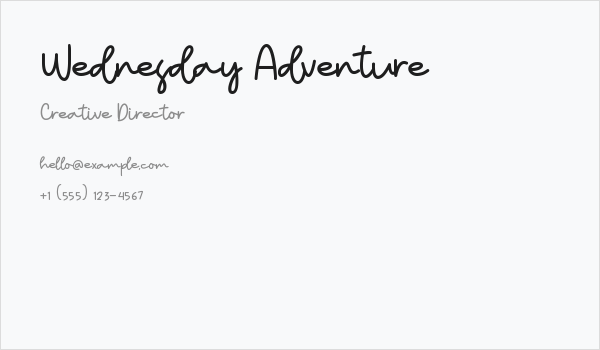 Wednesday Adventure Business Card