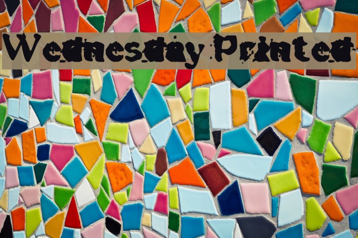 Wednesday Printed Font examples